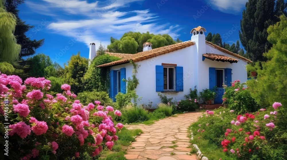 Fototapeta premium roof house blue sky
