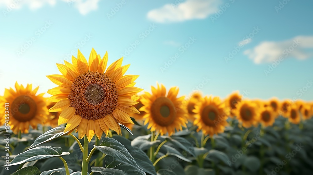 Vibrant sunflower field under a clear blue sky, showcasing golden petals and lush green leaves, perfect for summer visuals. Vibrant sunflower field under a clear blue sky, showcasing golden petals and lush green leaves, perfect for summer visuals.