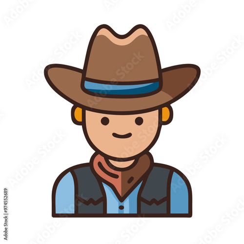 Cowboy icon with hat and bandana photo