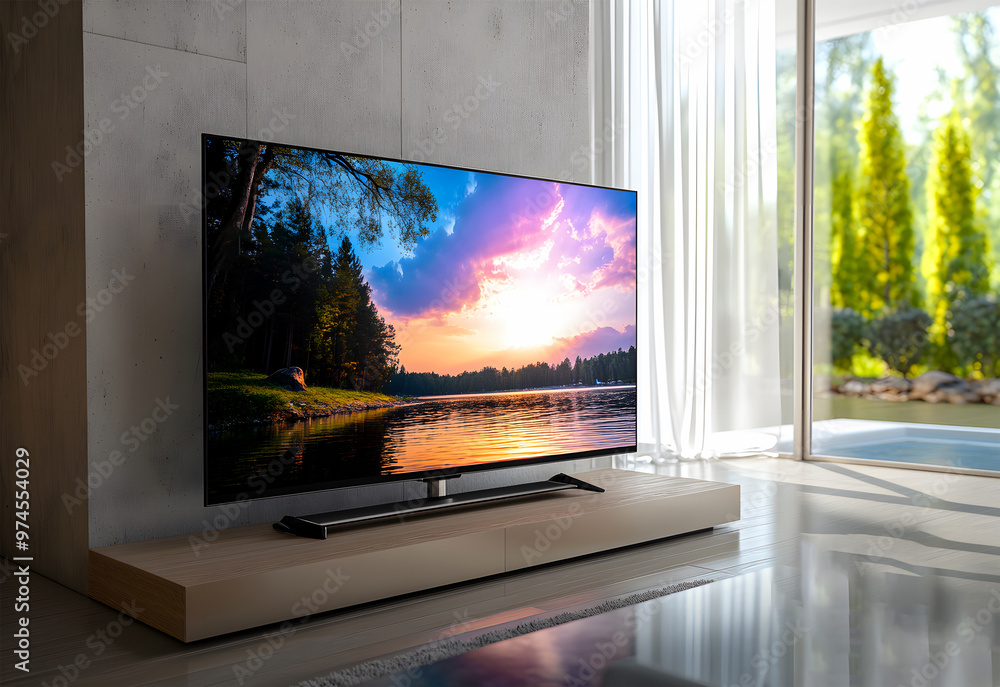 Fototapeta premium View of HD TV LCD Monitor on a Beautiful background