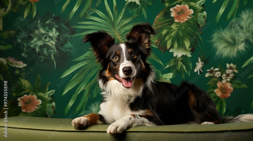 photo green dog print background photo green dog print background