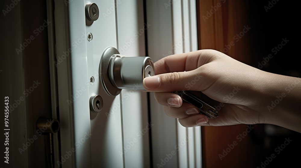 Naklejka premium deadbolt locking door