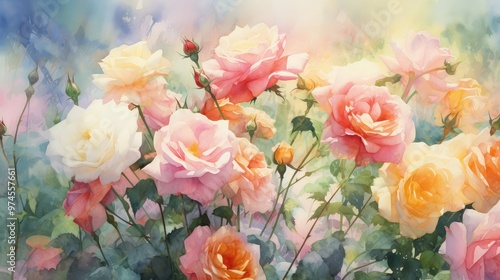 sizes water color roses