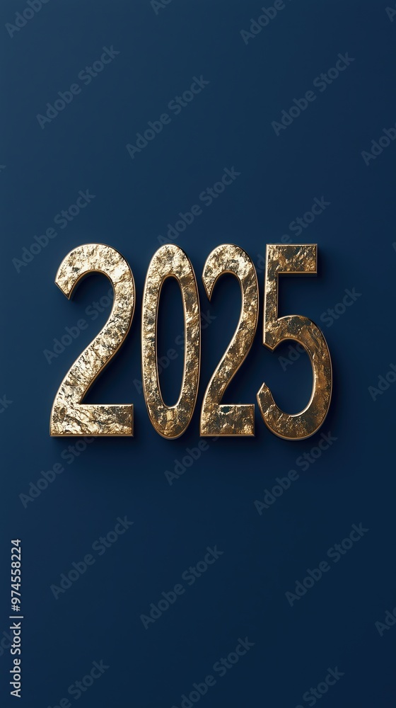 Gold 2025 numerals on a blue background. New Year celebrations and festive events. promotional Gold 2025 numerals on a blue background. New Year celebrations and festive events. promotional