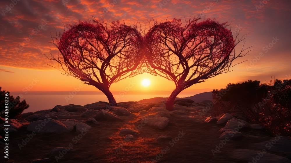 landscape heart trees landscape heart trees