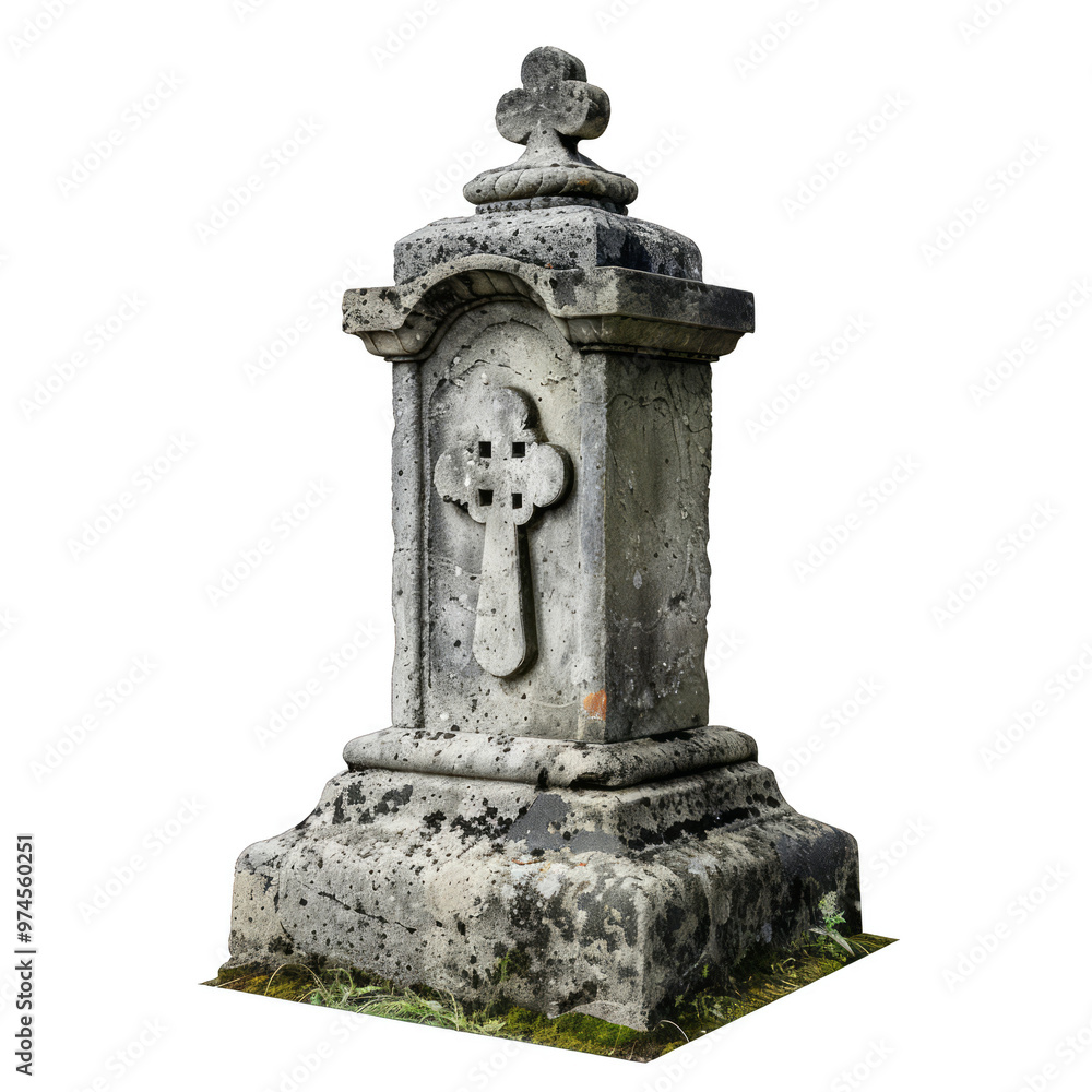 Obraz premium Stone Monument with Cross Detail