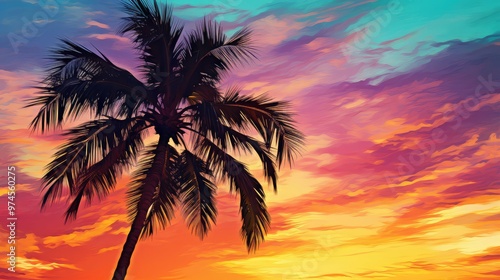 vibrant palm tree art photo