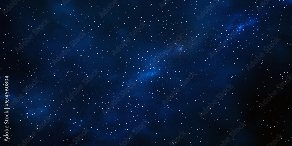 Obraz premium The Milky Way in space, a night sky full of stars. A night sky illuminated by stars, the bright Milky Way, and a soft blue glow. A beautiful space background with a starry sky and the vast universe.