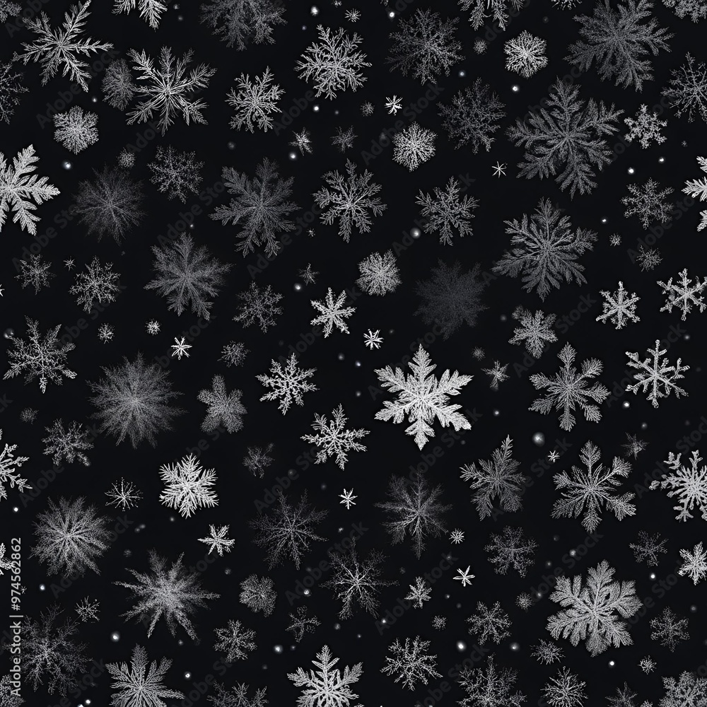 Black background with frosty snowflakes and icy textures creating a serene winter ambiance
Black background with frosty snowflakes and icy textures creating a serene winter ambiance