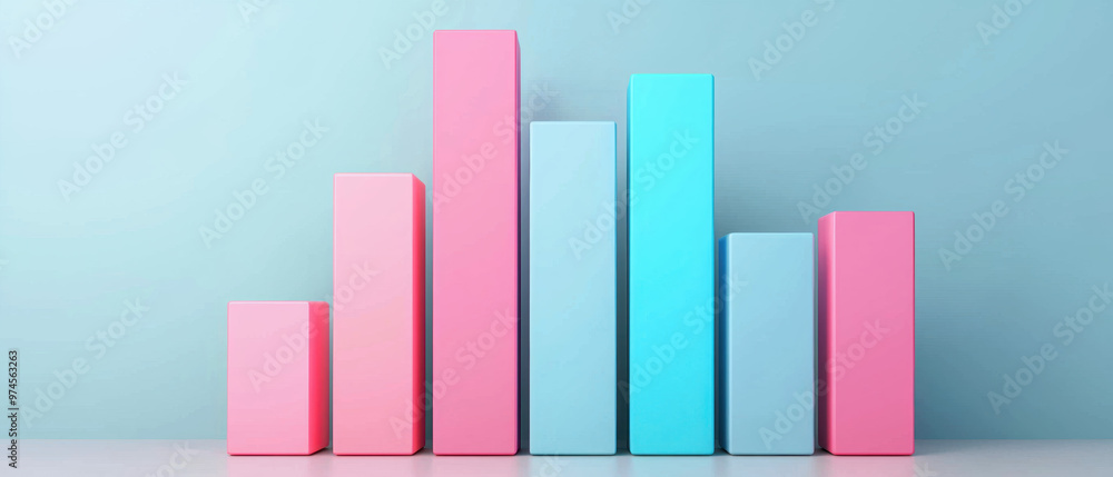 Business chart, bar graph with ascending data, 3d render illustration Business chart, bar graph with ascending data, 3d render illustration