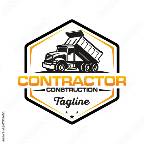 Dump truck company logo template. Ready made logo template set vector isolated.EPS 10