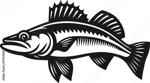 Walleye fish silhouette design vector art illustration