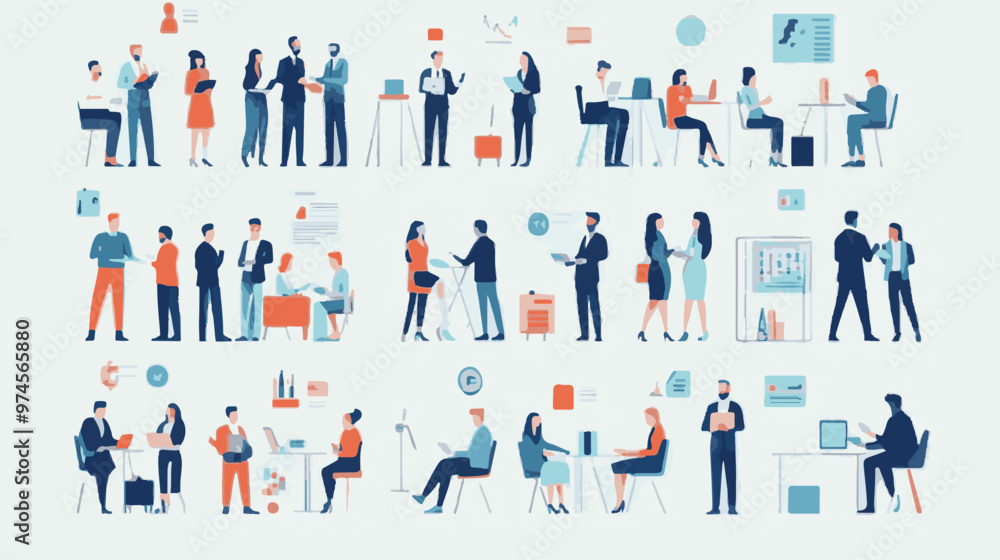 Business Concept illustrations. Mega set. Collection of scenes with men and women taking part in business activities. Vector illustration Business Concept illustrations. Mega set. Collection of scenes with men and women taking part in business activities. Vector illustration