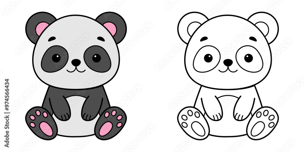 Fototapeta premium Cute panda. Coloring for kids. Vector illustration