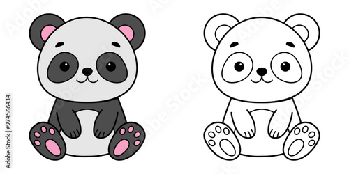 Cute panda. Coloring for kids. Vector illustration