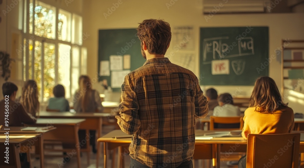 A dedicated teacher engages a classroom of eager students, fostering curiosity and learning in a sunlit space filled with natural light during a warm afternoon session A dedicated teacher engages a classroom of eager students, fostering curiosity and learning in a sunlit space filled with natural light during a warm afternoon session