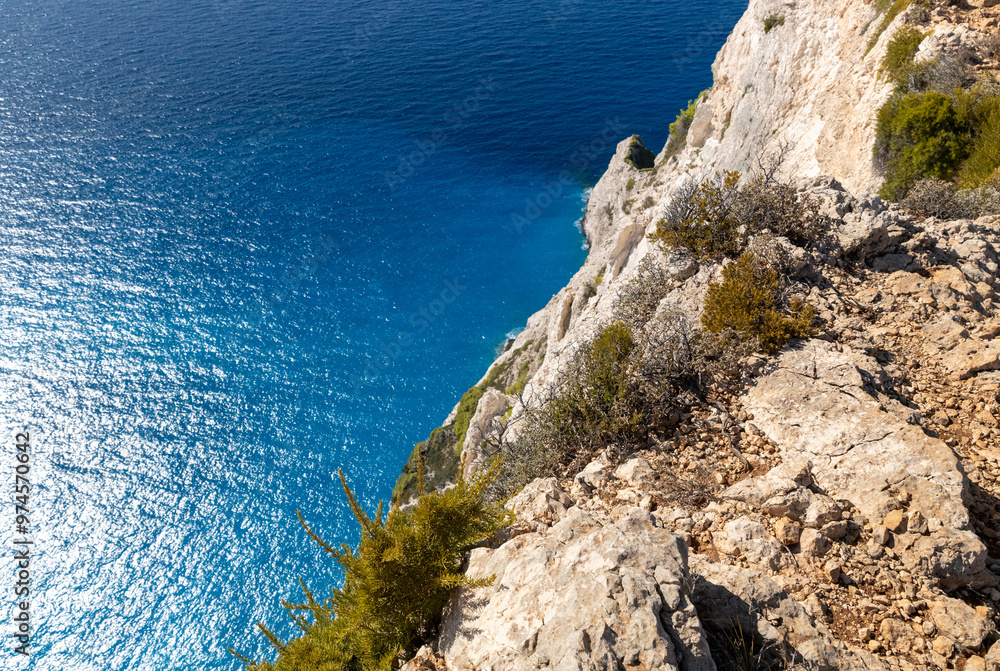 Beautiful view of the coastal cliff and blue sea. Beautiful view of the coastal cliff and blue sea.
