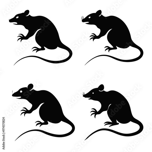Set of Rat Silhouettes vector and line cut