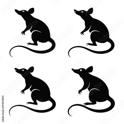 Set of Rat Silhouettes vector and line cut
