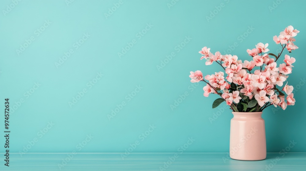Naklejka premium Business concept in minimal of Business document with delicate flower patterns, blending professionalism and nature, Copy space for stock photo, no text, no logo, flat design illustration