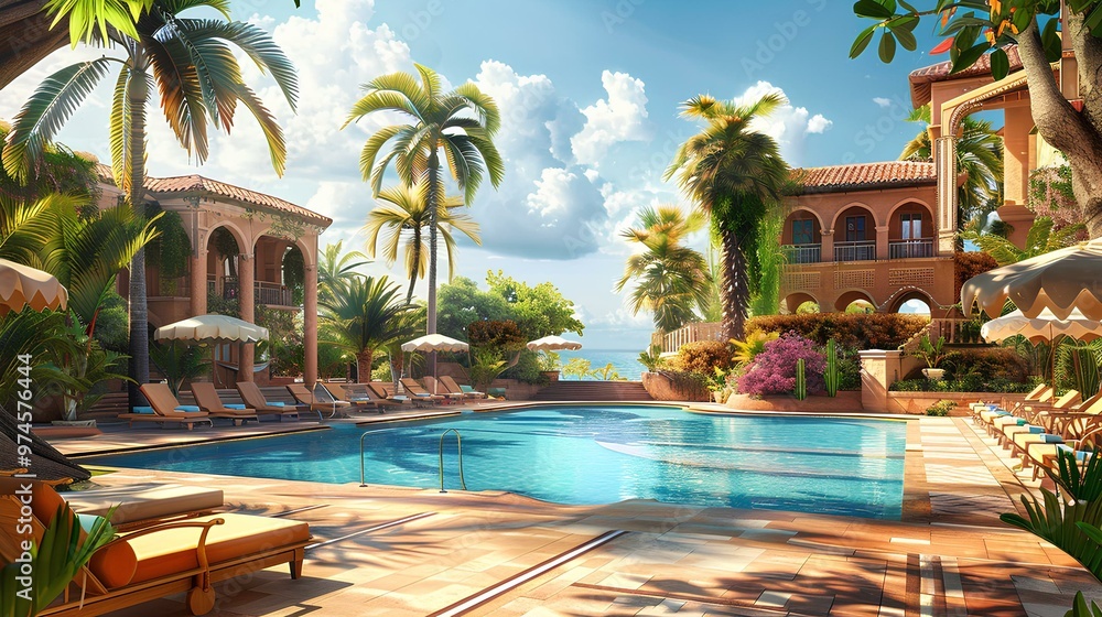 Obraz premium Illustrate A luxurious summer vacation resort 