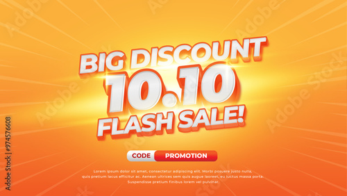 Editable text effect 10 10 Big Shopping day Sale discount deals with Red gradient background banner