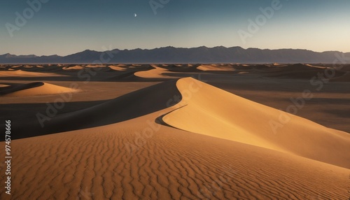 Fototapeta Naklejka Na Ścianę i Meble -  Golden sand dunes in the desert landscape