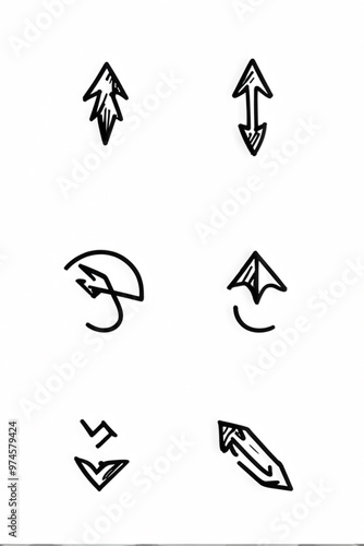 Hand-Drawn Arrow Icons with Brushstroke Design