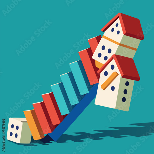 Colorful toy house illustration, Generative AI.