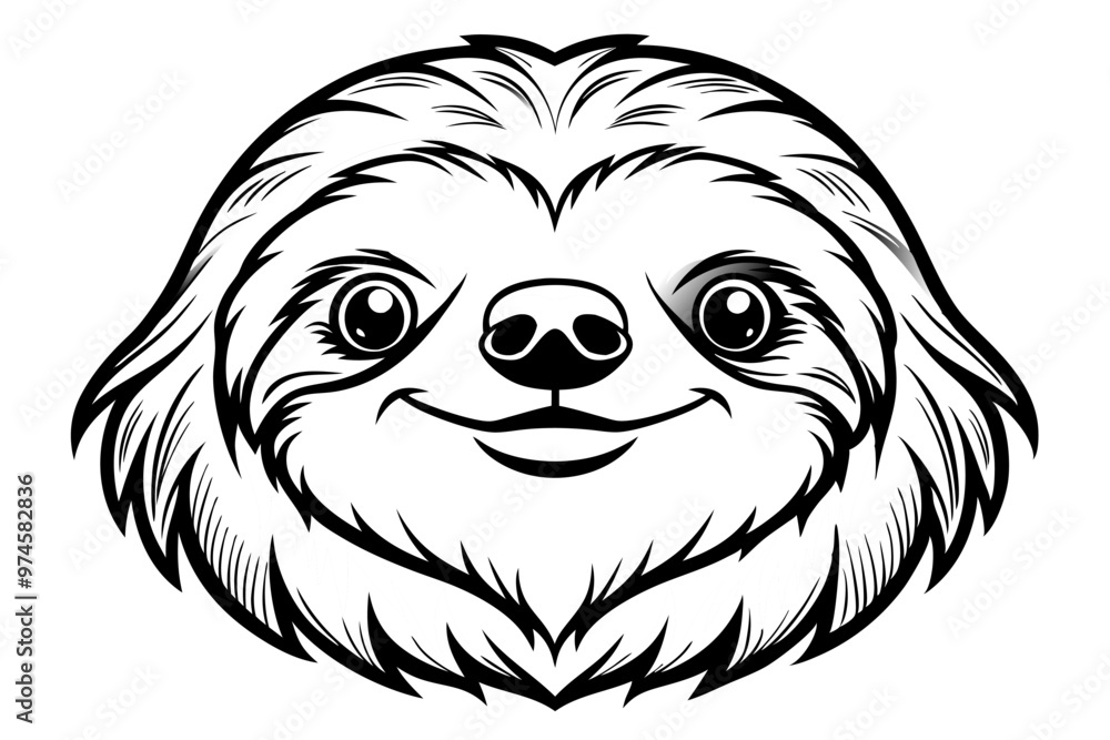 A sloth head vector line art illustration A sloth head vector line art illustration