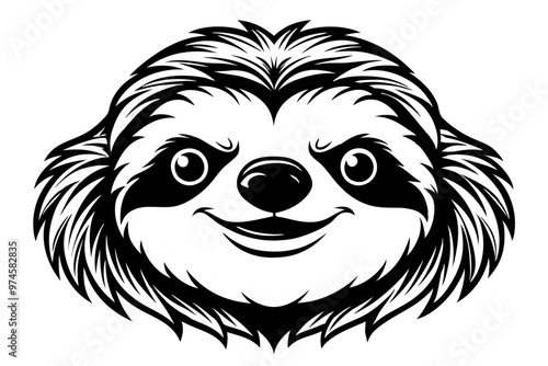 A sloth head vector line art illustration