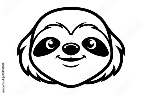 A sloth head vector line art illustration