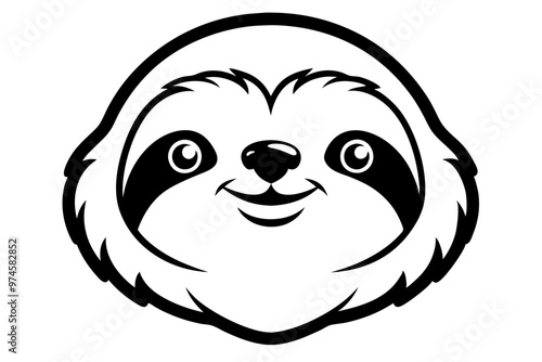 A sloth head vector line art illustration