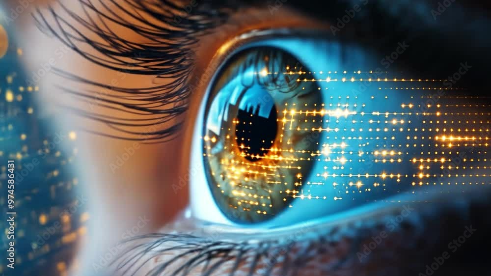 A close-up of an artist eye reflecting the glow of a digital screen, with faint outlines of their creative work visible, blending focus with technology. A close-up of an artist eye reflecting the glow of a digital screen, with faint outlines of their creative work visible, blending focus with technology.