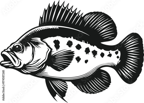 Crappie fish silhouette design vector art illustration