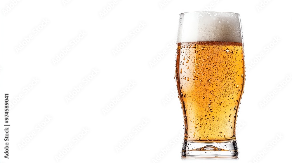 A refreshing glass of golden beer topped with frothy foam, perfect for summer gatherings and celebrations. A refreshing glass of golden beer topped with frothy foam, perfect for summer gatherings and celebrations.
