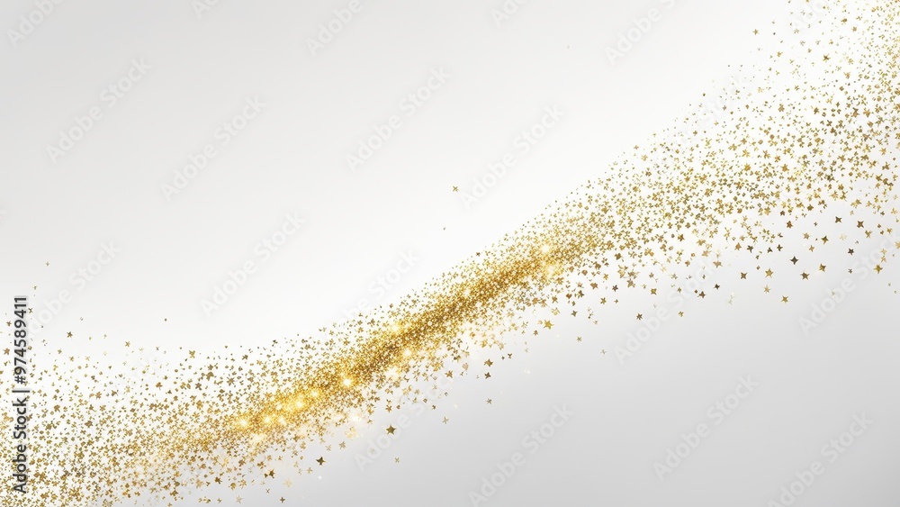 A shimmering wave of golden glitter against a light background, creating a festive and elegant atmosphere. A shimmering wave of golden glitter against a light background, creating a festive and elegant atmosphere.