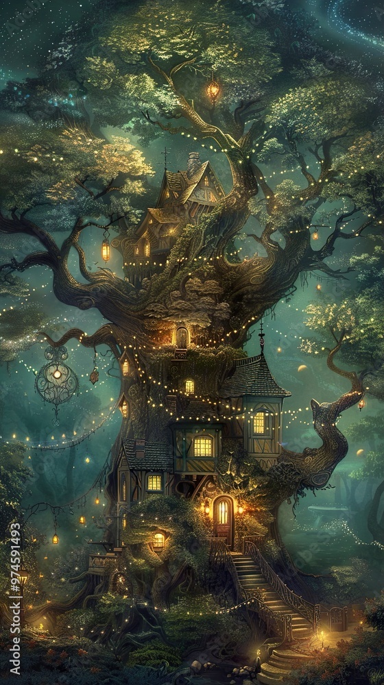 Obraz premium Enchanting Treehouse in a