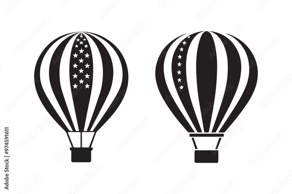 Fototapeta premium Hot air balloon silhouette vector illustration, Hot air balloon silhouette vector, Hot air balloon silhouette PNG 