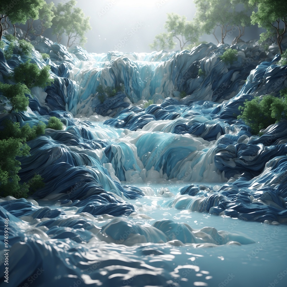 Surreal Flow of Nature An ethereal cascade of flowing water, blending the natural beauty of a waterfall with abstract textures. Surreal Flow of Nature An ethereal cascade of flowing water, blending the natural beauty of a waterfall with abstract textures.