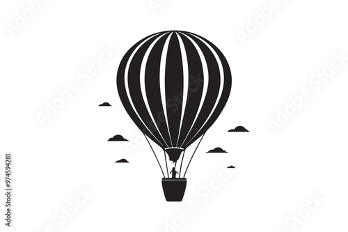 Hot air balloon silhouette vector illustration, Hot air balloon silhouette vector, Hot air balloon silhouette PNG 