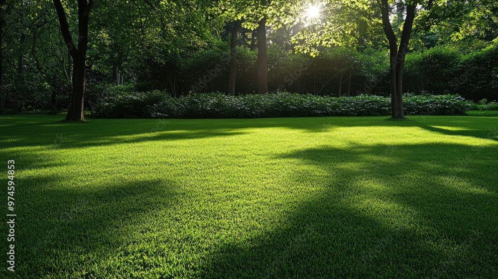 Soft, green grass lawn with light shadows cast by nearby trees, creating a peaceful and inviting outdoor space. Soft, green grass lawn with light shadows cast by nearby trees, creating a peaceful and inviting outdoor space.