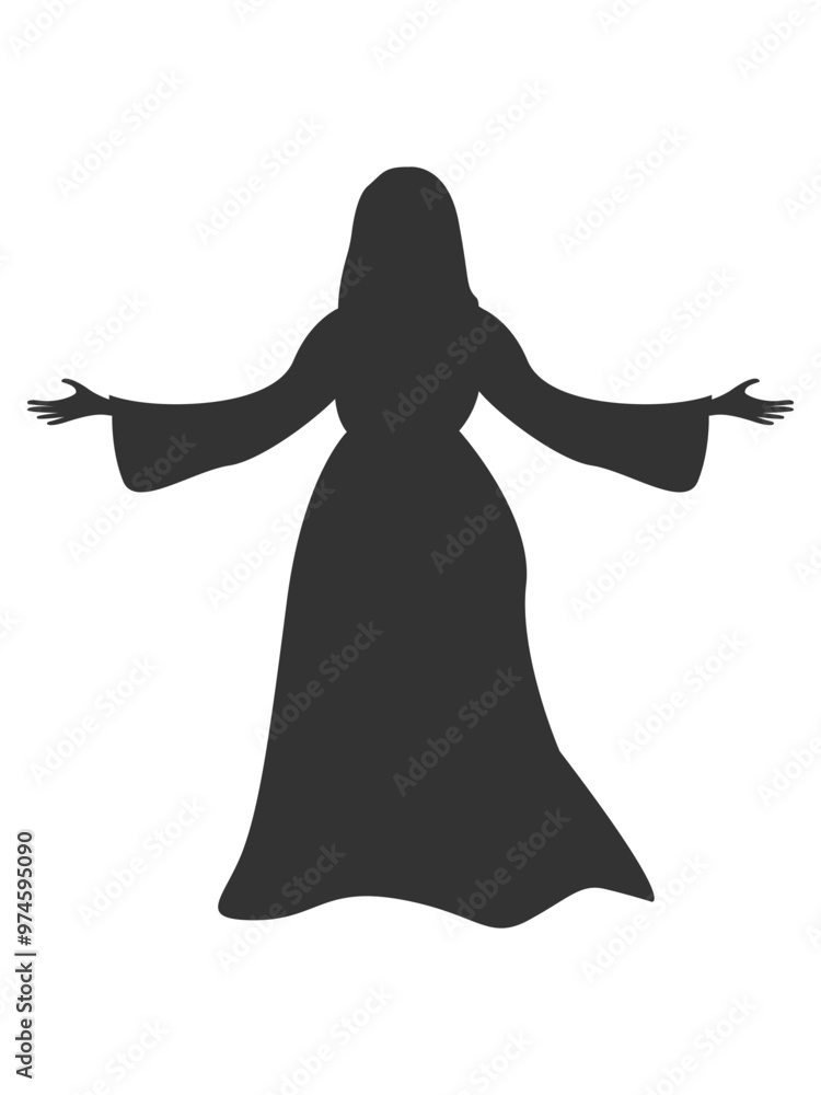 Vector silhouette of a witch in a dress for Halloween decoration. Witches' Sabbath Vector silhouette of a witch in a dress for Halloween decoration. Witches' Sabbath