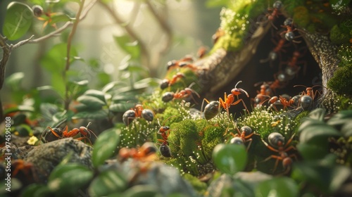 Intricate ant colony life  a hyper realistic glimpse inside the queen chamber s activities photo