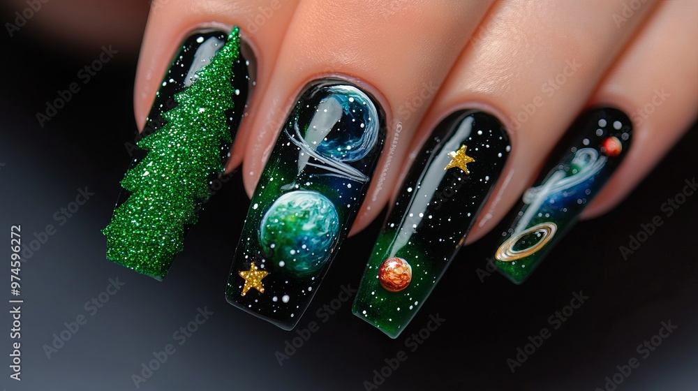Creative Christmas Nails with Holiday-Themed Text and Patterns Creative Christmas Nails with Holiday-Themed Text and Patterns