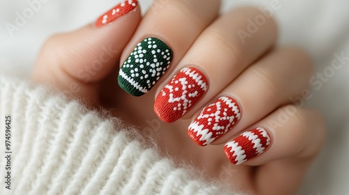 Creative Christmas Nails with Holiday-Themed Text and Patterns