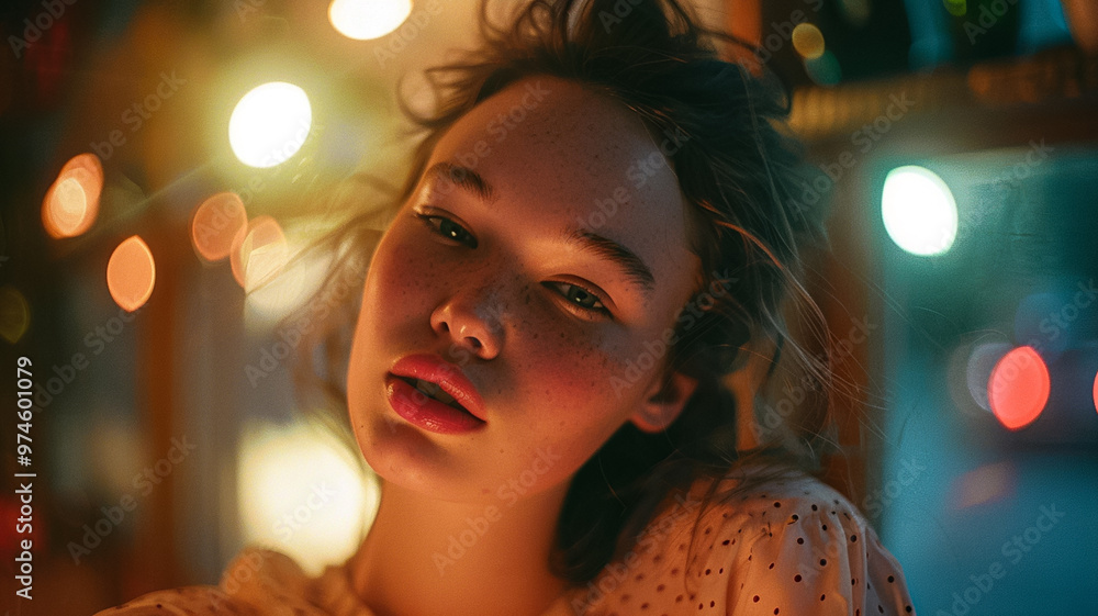 Cinematic image of model girls indoor with cinematic light leaks Cinematic image of model girls indoor with cinematic light leaks