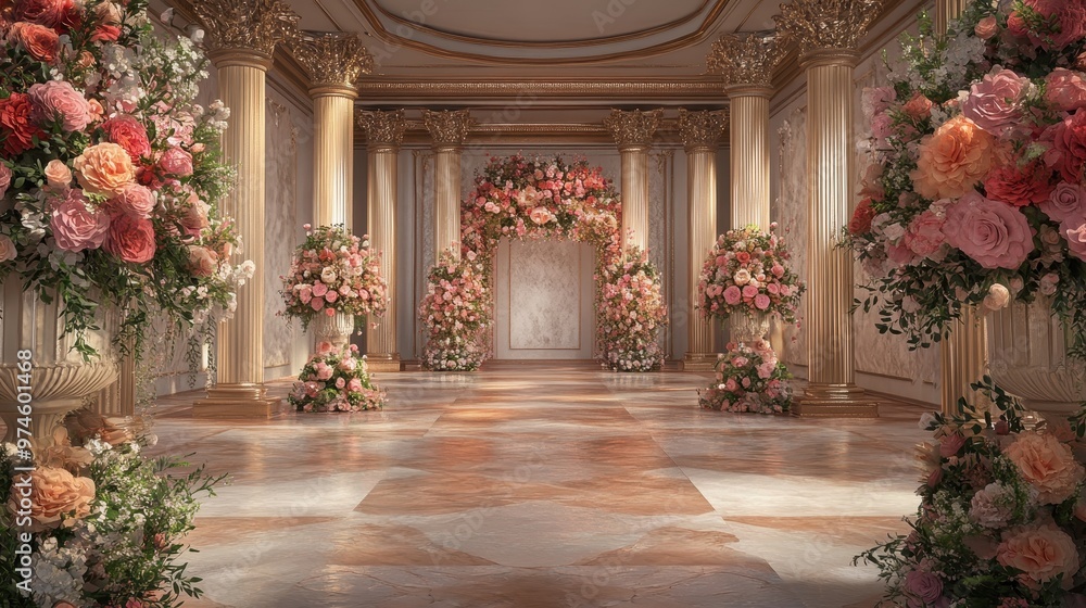 custom made wallpaper toronto digitalElegant Floral Decorated Wedding Ceremony Backdrop