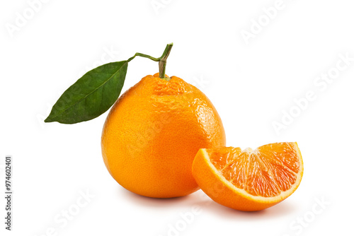 Orange isolated on white background - Arancia Tarocco - Citrus sinensis  photo