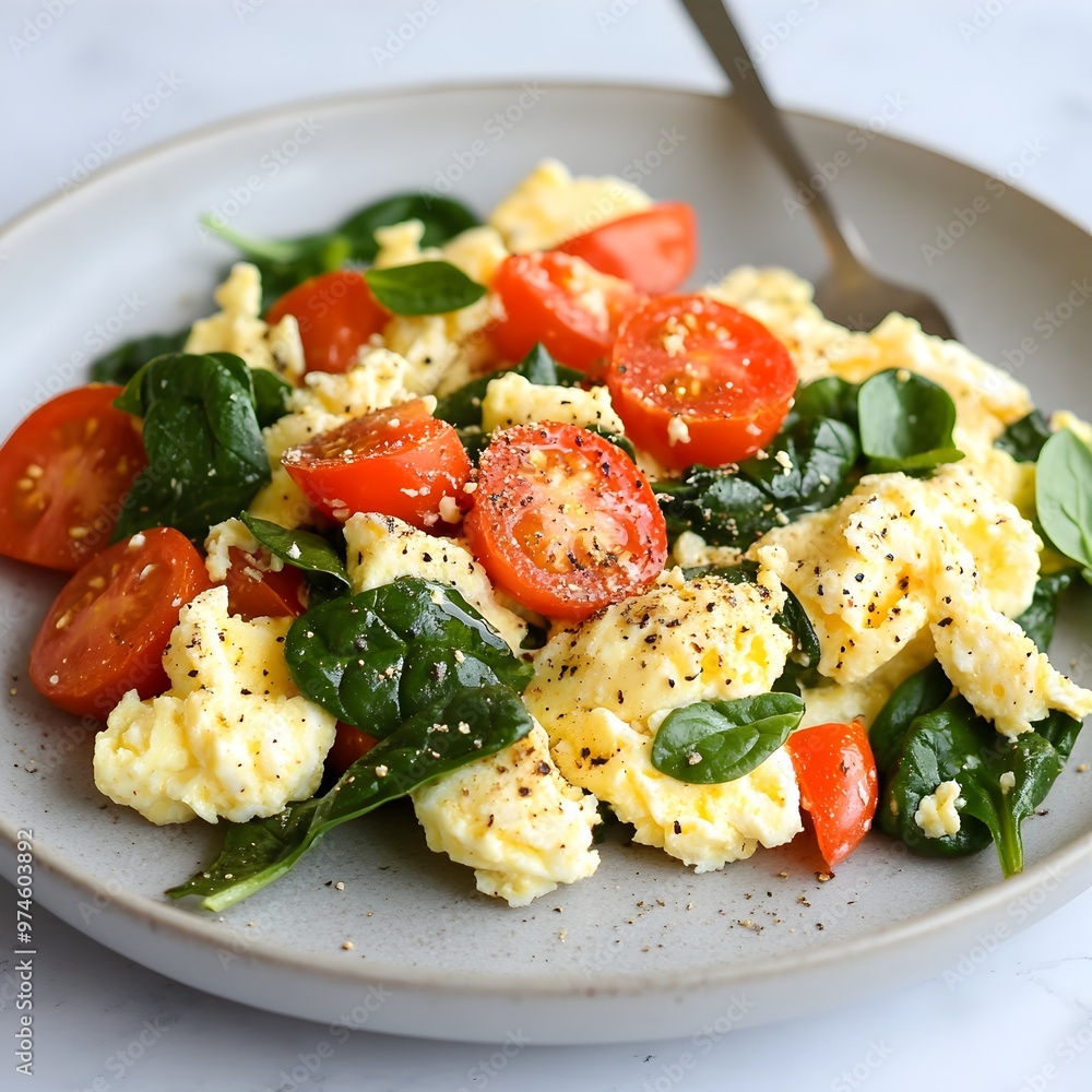 Healthy and Delicious Scrambled Eggs with Spinach and Tomatoes,a Brain-Boosting Meal Healthy and Delicious Scrambled Eggs with Spinach and Tomatoes,a Brain-Boosting Meal